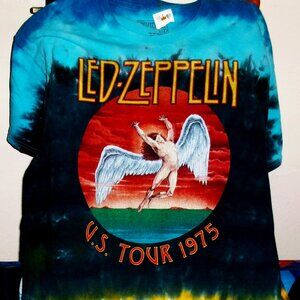 led zeppelin swan song logo USA tour 1975 official L tie dye tee - jimmy page